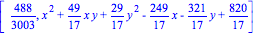 [488/3003, x^2+49/17*x*y+29/17*y^2-249/17*x-321/17*y+820/17]
